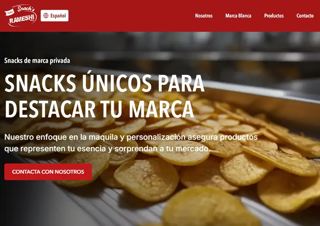 Captura del proyecto Rameshi Snacks